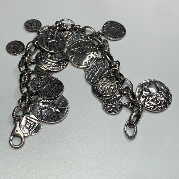 Silpada RARE HTF Sterling Silver ROMAN COINS ChaCha Rolo Chain Link Bracelet - Picture 10 of 16
